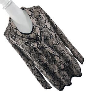 NWOT! CHICO'S! RICH BLACK & GOLD METALLIC SNAKESKIN KNIT NECKTIE SWEATER! SZ L